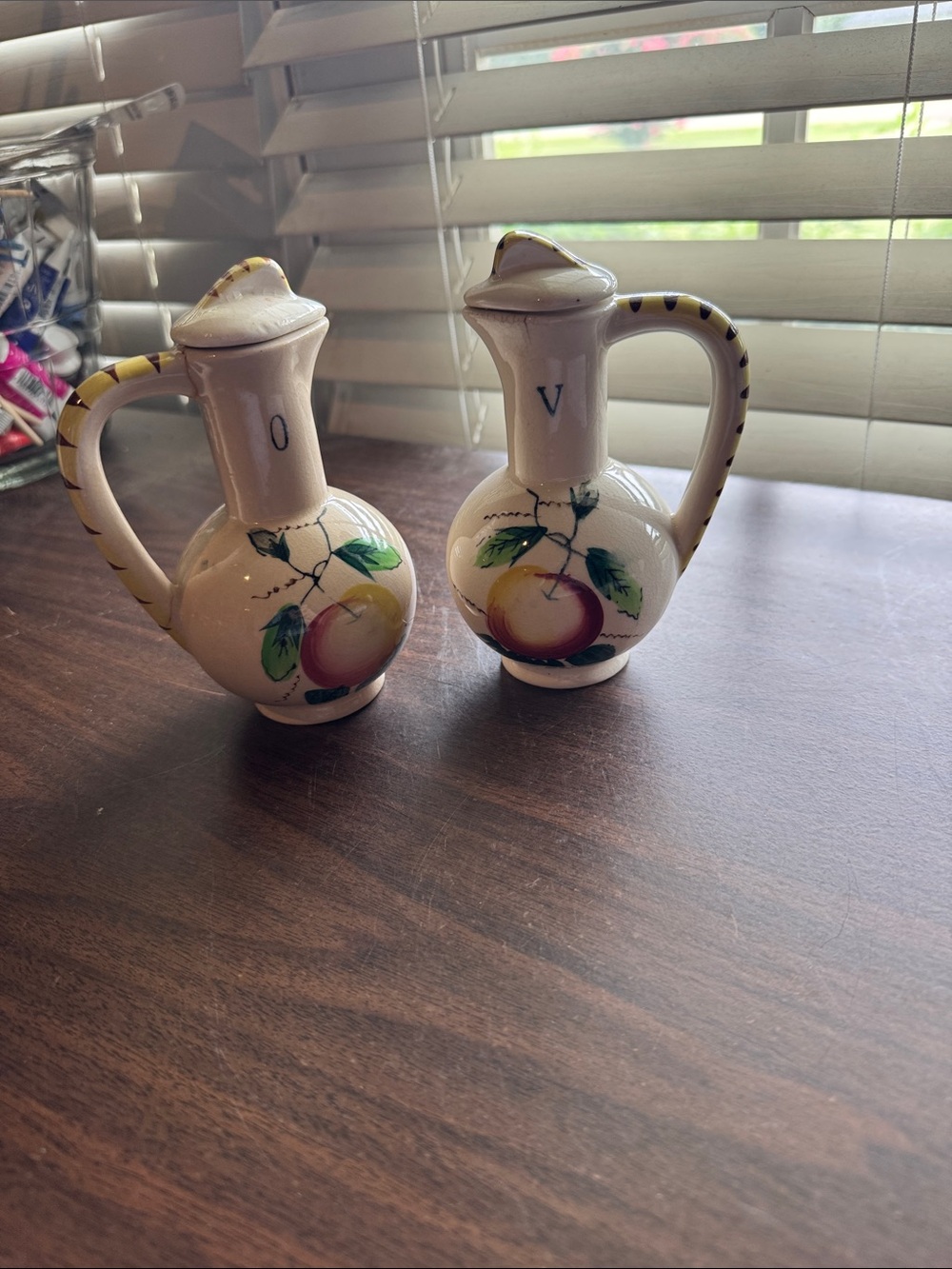 Vintage Ceramic Fruit Oil & Vinegar Cruet Set